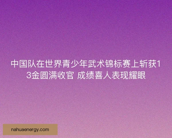 中国队在世界青少年武术锦标赛上斩获13金圆满收官 成绩喜人表现耀眼